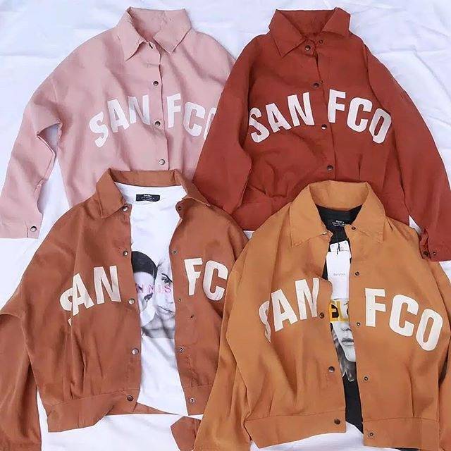 Sanfco Jaket Modis Kancing Depan Berkerah Aplikasi Bordir (Ukuran L) - Jaket Terbaru - Jaket Bomber - Jaket Wanita (COD)-3