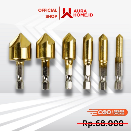 Mata Bor Drill Bit Countersink HSS 6-19mm 6 PCS /Mata Bor Pembolong Pelubang Pelobang Lubang Besi Ba