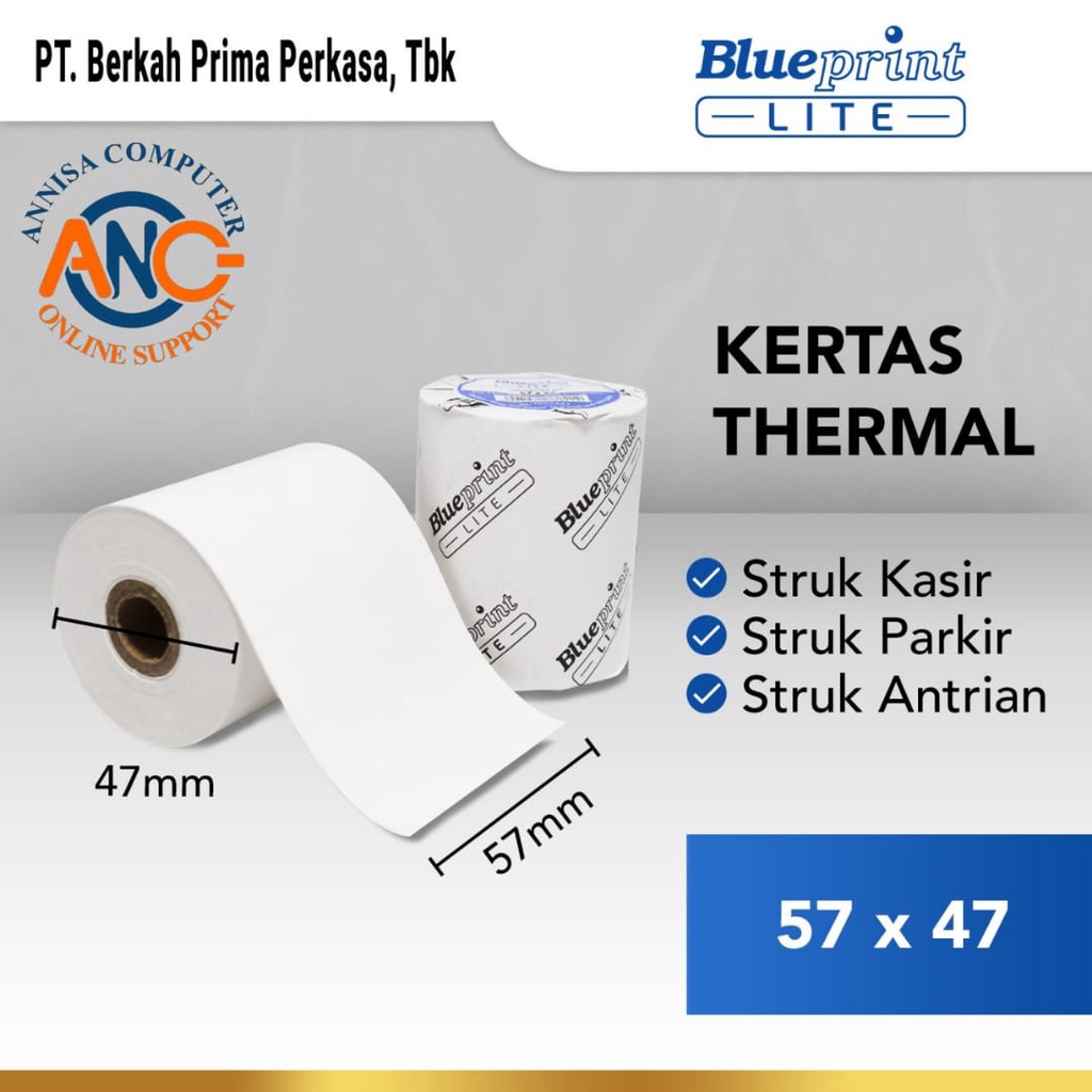 

KERTAS THERMAL BLUEPRINT LITE 57x47mm , 57x47os
