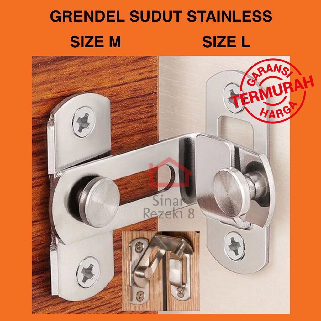 Grendel Sudut Kait / Cantol Pintu Kunci Geser Gembok Kamar Slot Jendela Gerendel