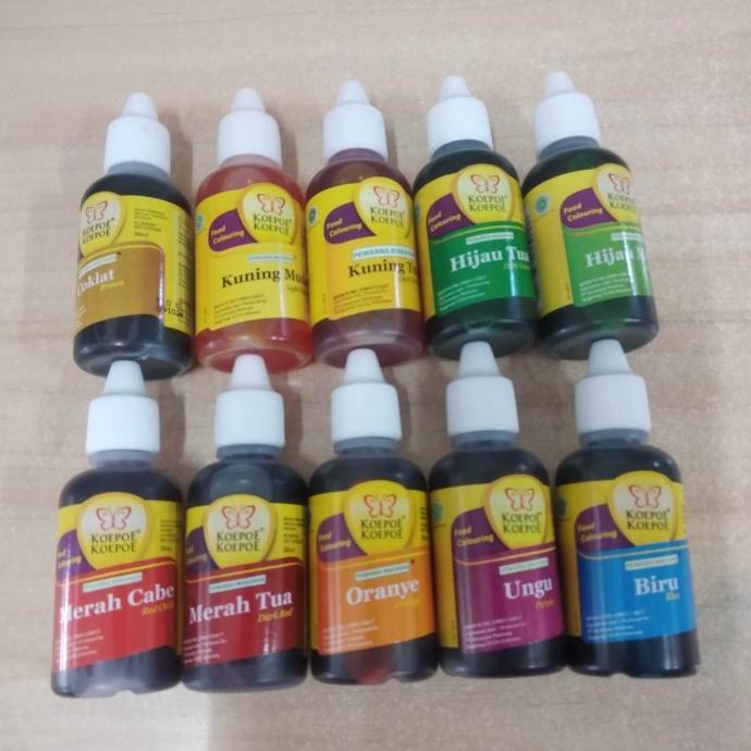 

Pewarna Makanan Koepoe Koepoe Coklat,Kuning Muda, Merah dll KOMPLIT Kode 760