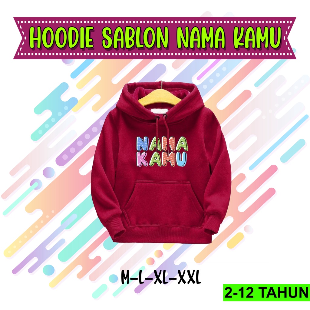 Hoodie Anak Custom Nama Jaket Anak Usia 2 - 12 Tahun Sweeter Cewek Cowok terbaru Switer Request Nama Laki Laki Perempuan