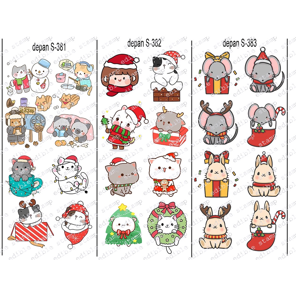 

Edible Stamp Stiker Makanan Edible Stiker Edible Image Edible Print Sticker Makanan S281-S283 natal