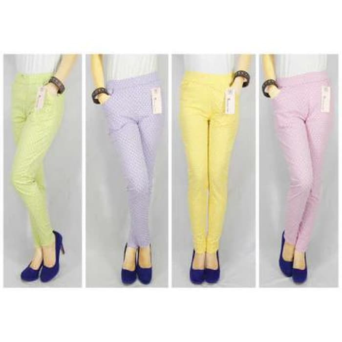 Atasan promo wanita / cewe BR11187 F33 Celana LEGGING BINTIK PASTEL - pink untuk kerja pesta kantor