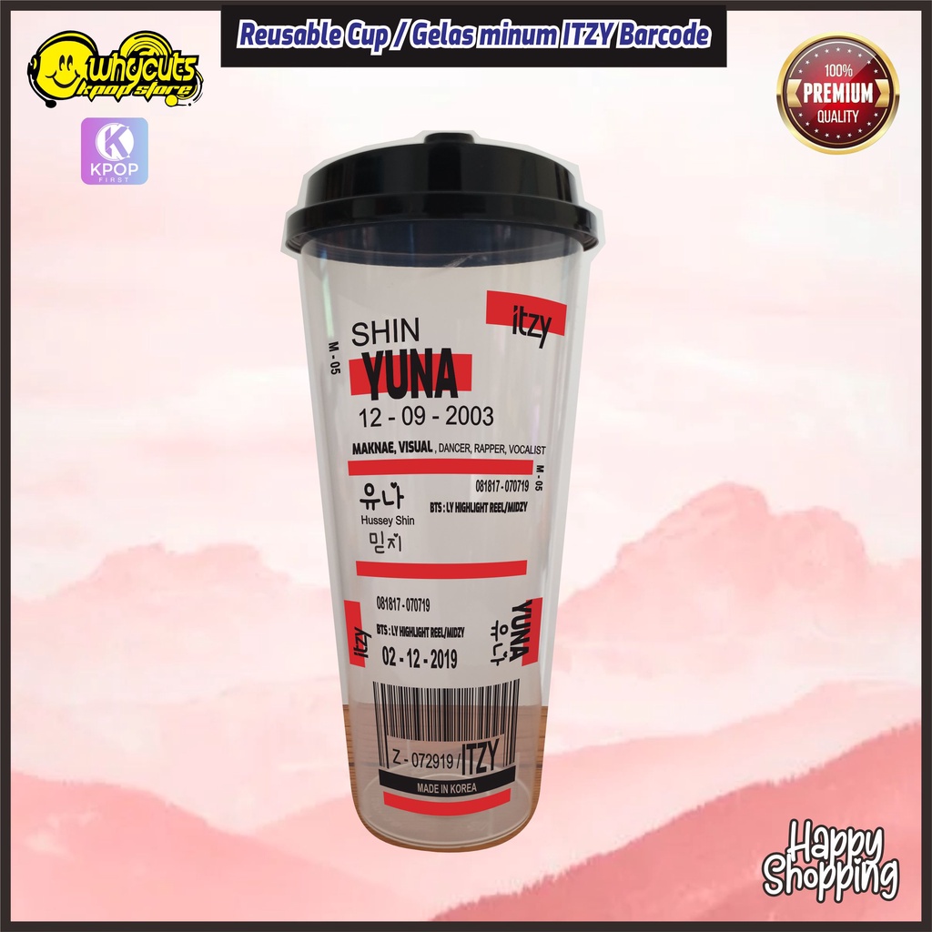 Reusable Cup Itzy edisi Barcode  / bisa panas dan dingin 700ml