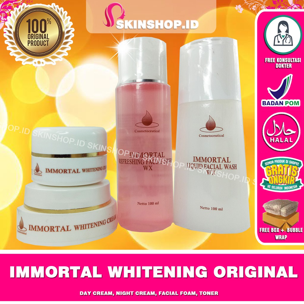 PAKET Immortal Whitening Original / Paket Pemutih Wajah Anti Kusam isi 4 BPOM Aman