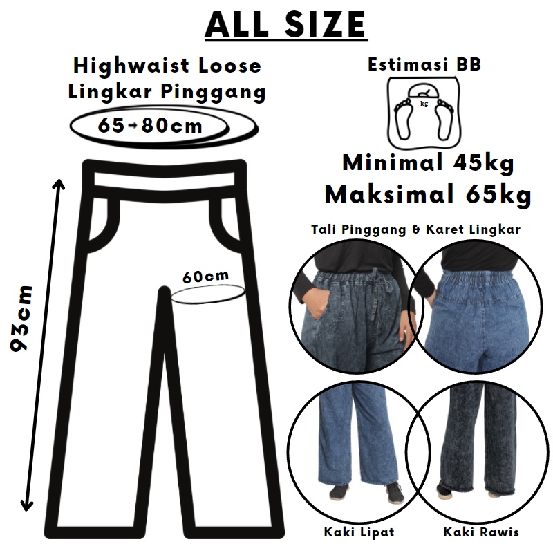 Celana Kulot Jeans Wanita Highwaist Loose Allsize Terlaris-4