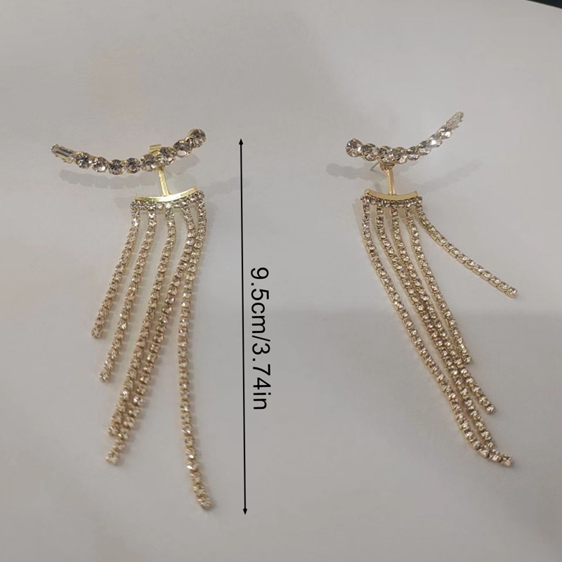 Anting Gantung Sterling Silver 925 Model Rumbai Berkilau Untuk Wanita / Pernikahan