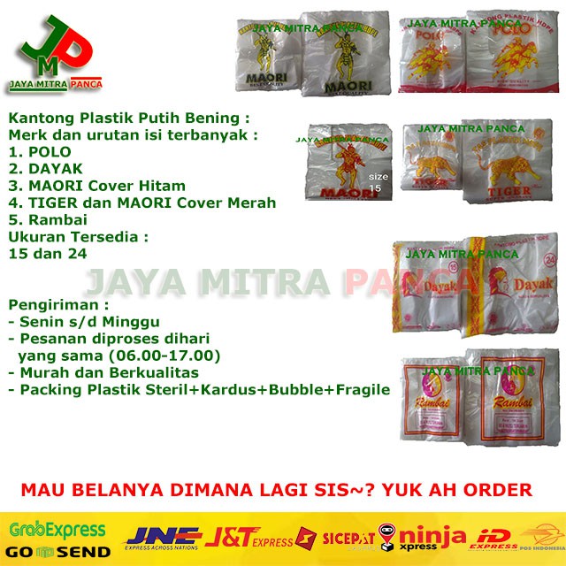 Kantong Plastik  Putih/HDPE Polo, Maori, Dayak, Tiger, Rambai
