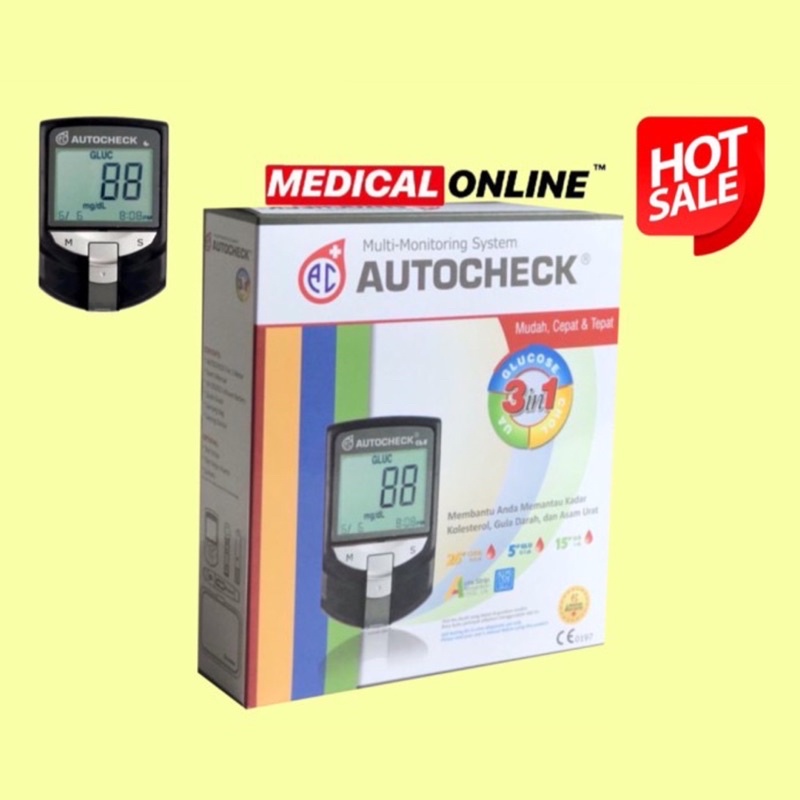 AUTOCHECK GCU 3 IN 1 3IN1 AUTOCHECK MESIN ALAT CEK GULA DARAH, KOLESTROL &amp; ASAM URAT MEDICAL ONLINE