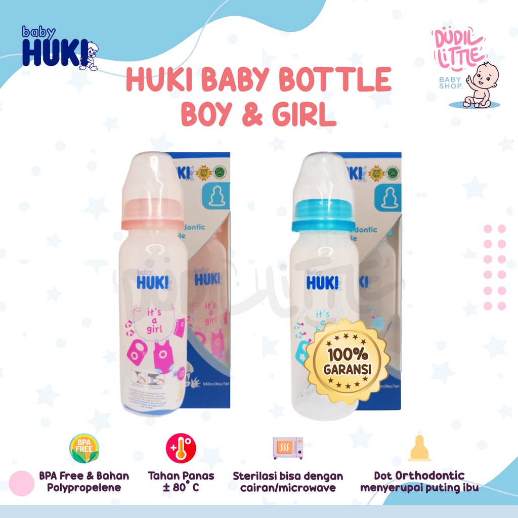 Botol Huki susu dot gepeng orthodontic Karakter Animal + Box BPA Free 120ml 240ml 100% Garansi