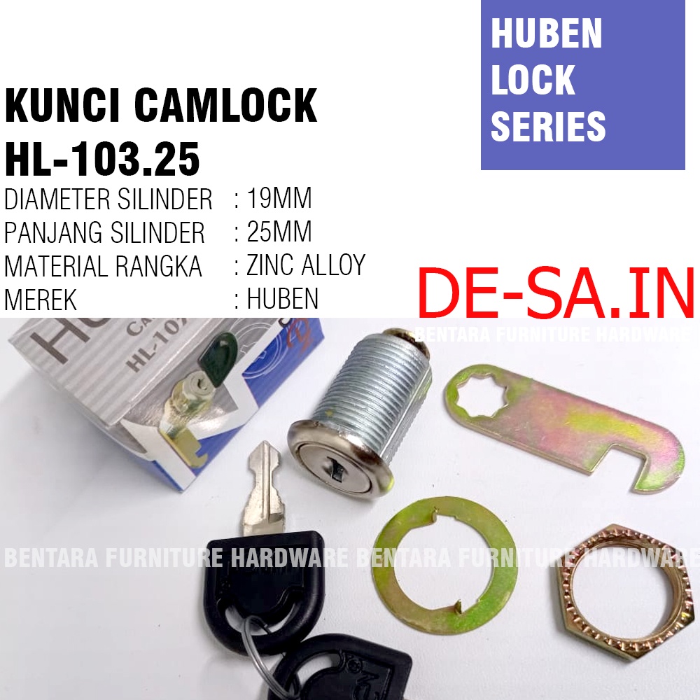 HUBEN HL-103 / 25 MM - KUNCI LOKER HUBEN KUNCI CAMLOCK CAM LOCK LOCKER KUNCI LEMARI KUNCI LACI