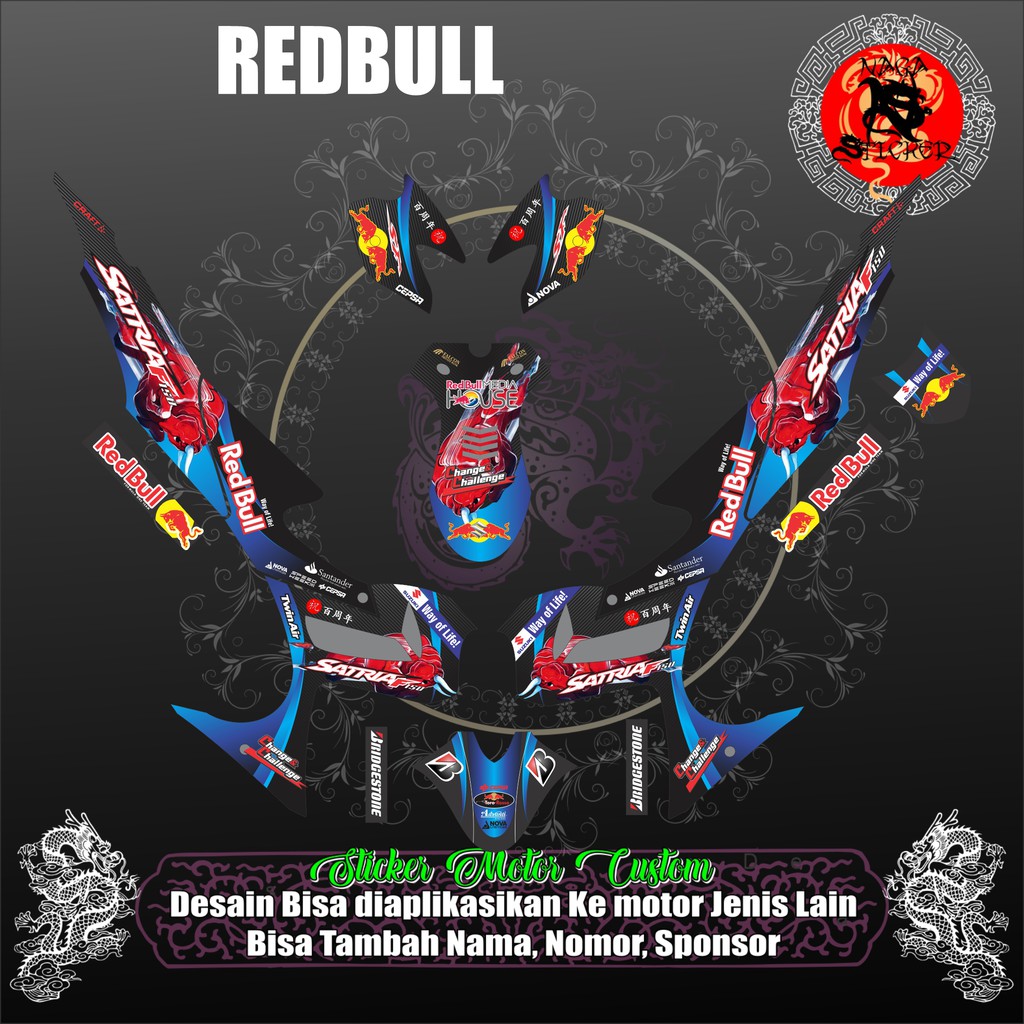 DECAL STICKER SUZUKI SATRIA FU REDBULL