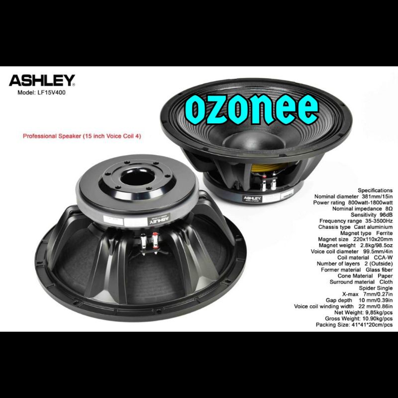 SPEAKER ASHLEY 15 INCH LF15 V400 VOICE COIL 4 INCH ORIGINAL 1800 WATT