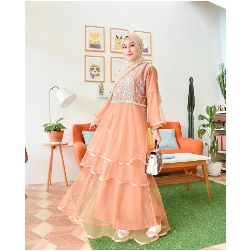 Dress Pesta Natya Gaun Pesta Muslimah Full Tile Ukuran XL