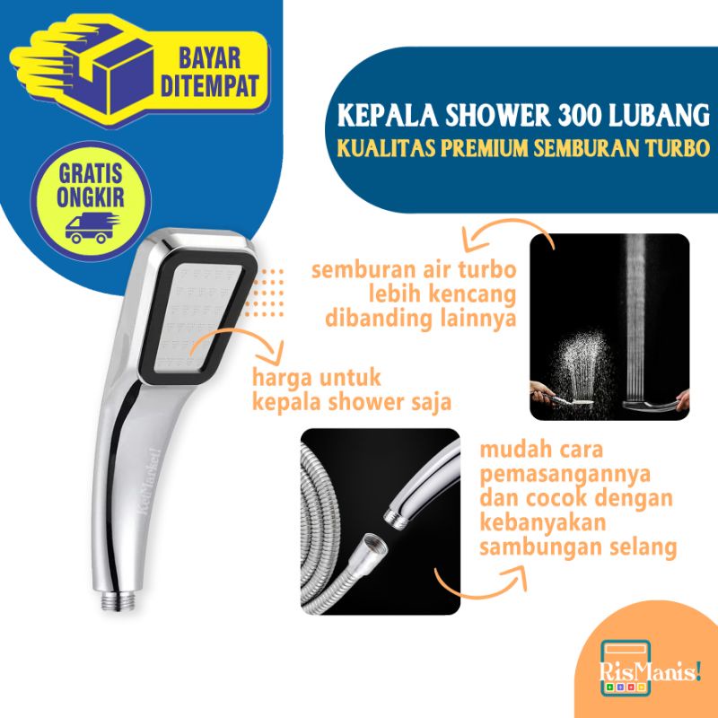 300 HOLES SHOWER HEAD - Kepala Shower Kamar Mandi 300 Lubang Sprayer Semburan Kencang Selang Toilet