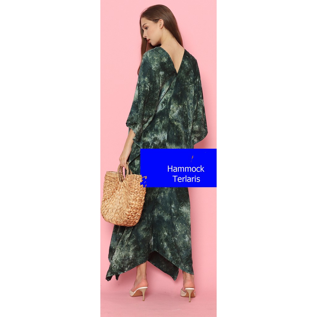 ORIGINAL BALI OVERSIZE KAFTAN MARBLE TIE DYE WARNA HIJAU KAWALITAS PREMIUM LEMBUT