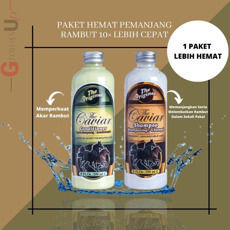 Shampoo Paket Penumbuh Rambut Botak - Paket Caviar Shampo Conditioner - Sampo Kuda - Kondisioner