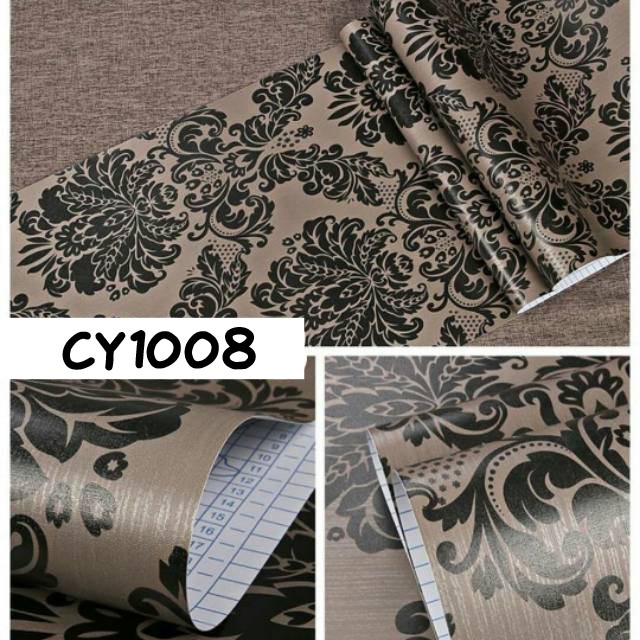 Wallpaper Stiker Murah Motif Batik Cokelat Cy1008 Quality Free Perekat Bahan PVC