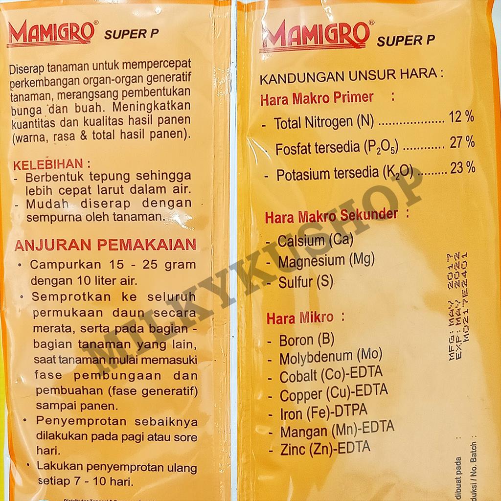 PUPUK MAMIGRO 12-27-23 ORANGE 500 GRAM KEMASAN PABRIK BUAH BUNGA