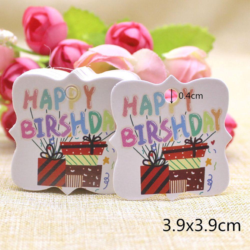 Solighter 100 Pcs Happy Birthday Tag Kerajinan Pembungkus Kado Perlengkapan Pesta Hang Tag