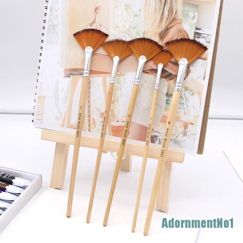 (AdornmentNo1) 5pcs Kuas Lukis Bentuk Kipas Bahan Nilon