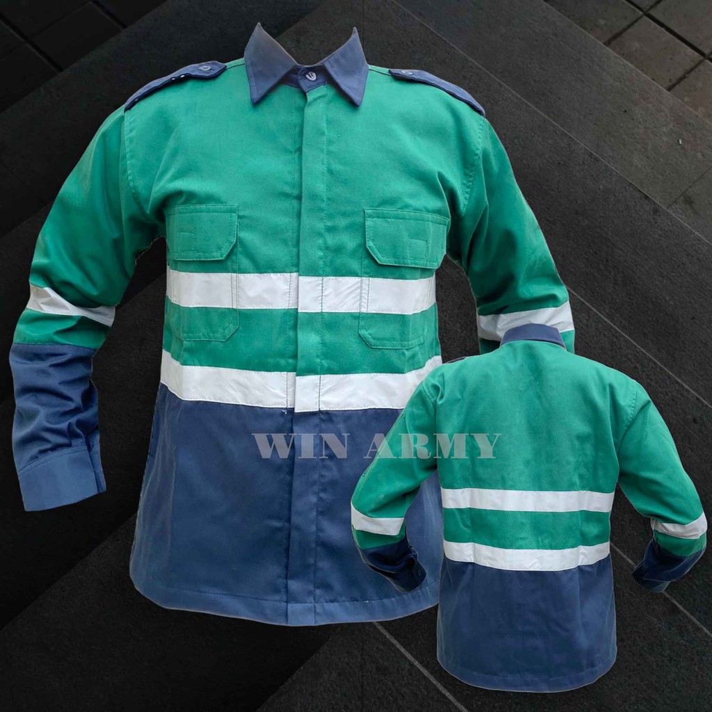 Seragam safety - Katelpak Wearpack - Atasan Safety Kombinasi 2 Warna -  Kemeja two tone - Baju Safety Lengan Panjang