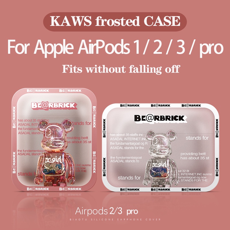 Casing AirPods 3(2021) Creative KAWS Bear nike AirPods Case Untuk Airpods1 2 3 Pro Soft Case Dengan Karabiner