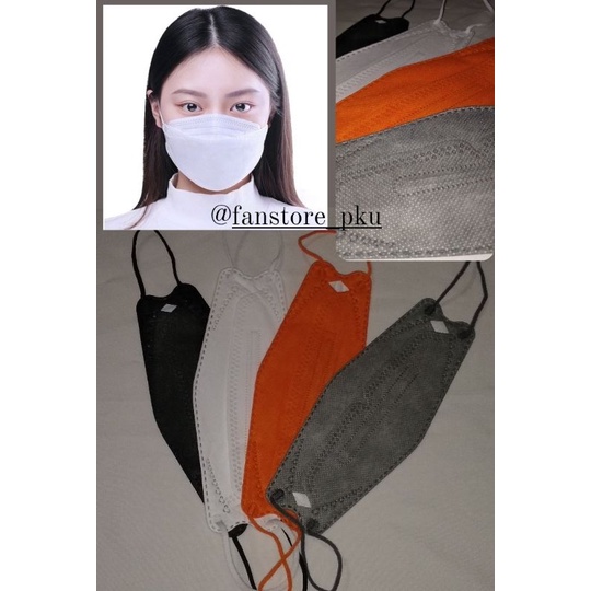 FANSTORE_PKU - Masker Kf94 / 4Ply / Korea / Hitam / Putih / Orange / Oren / Pink / Hjau / Abu / Earl