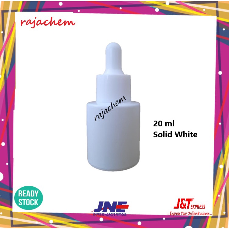 Botol Pipet Kaca 20 ml Solid Shiny White Bahu Datar