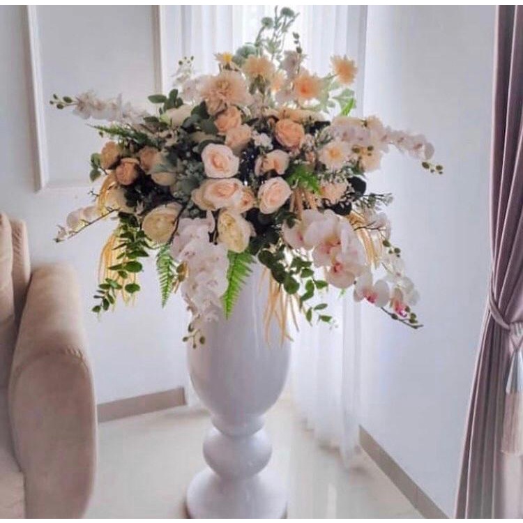 POT BUNGA PELAMINAN DEKORASI FIBER MODEL GELAS POLOS