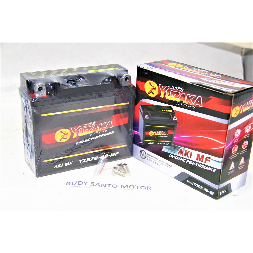 Aki accu Honda Tiger Yamaha Scorpio Nouvo Tiger Hercules Jaguar Aki Kering Yuzaka YZKB7B-4B-MF