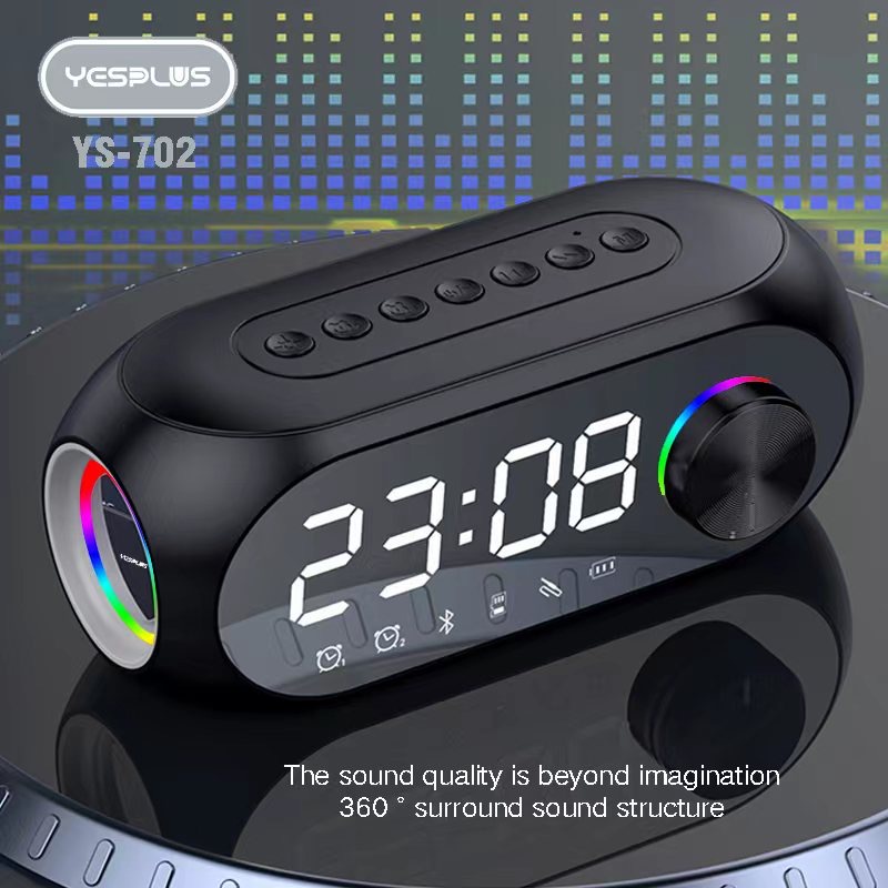 【33LV.ID】Speaker Bluetooth LED YS-702 Two Alarm Clock Night Light