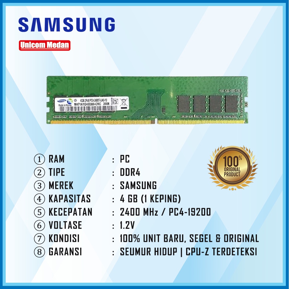 RAM PC DDR4 4GB 2400MHZ PC4-19200 SAMSUNG