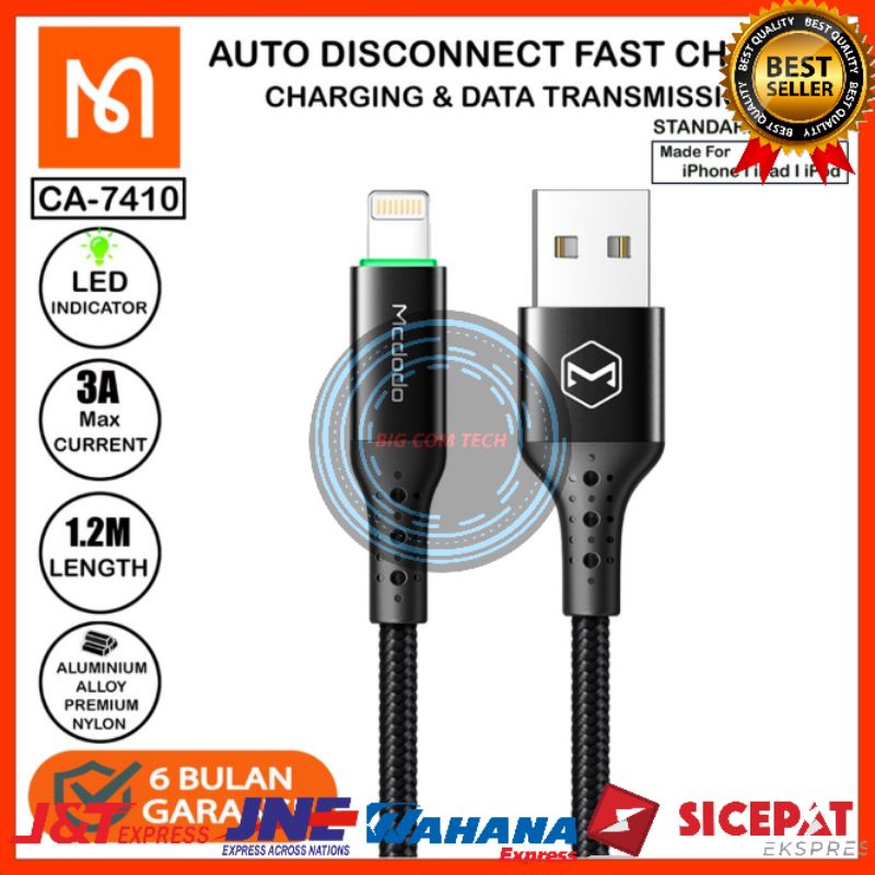 Mcdodo Kabel Data Lightning Iph 6 Plus / 7 Plus / 8 Plus / X / XR Auto Disconnect &amp; LED Indikator