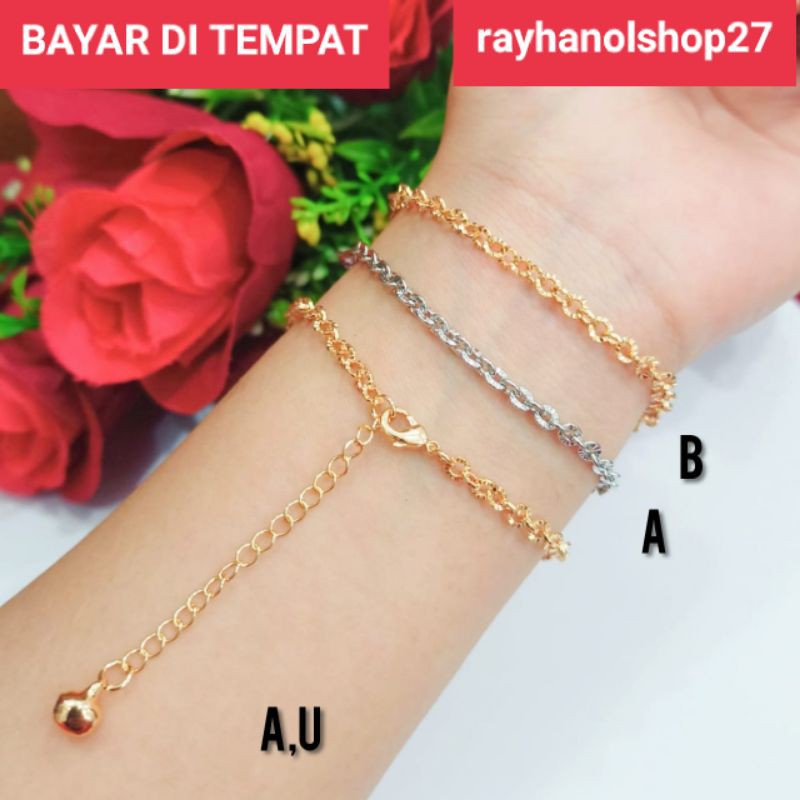 GELANG TANGAN WANITA NURI POLOS JURAI BOLA LAPIS EMAS 22 K