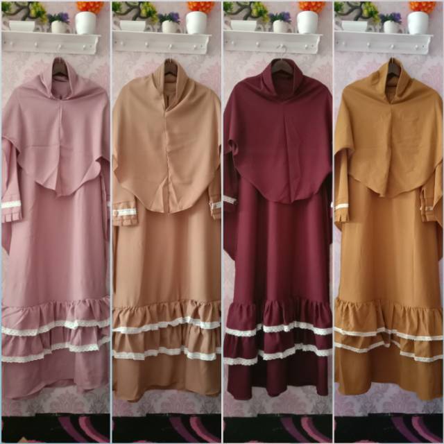 gamis polos renda