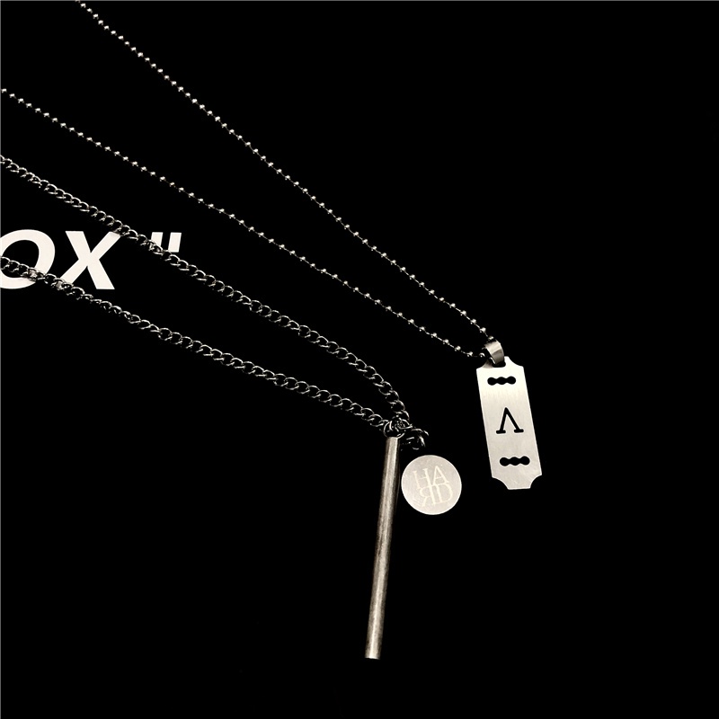 Necklace Accessories Korean Retro Hipster Hip-hop Bungee Two-piece Pendant Double Chain