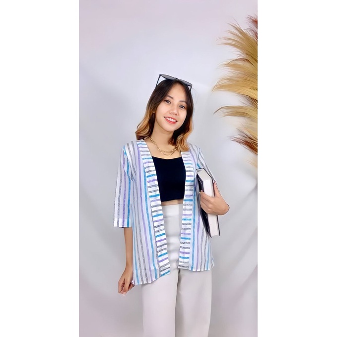 Tq88indonesia Baju Atasan  Wanita Terbaru /  Blouse RICHEL / Outer Salur  / Busana Santai  Cewek / Ootd / Outfit