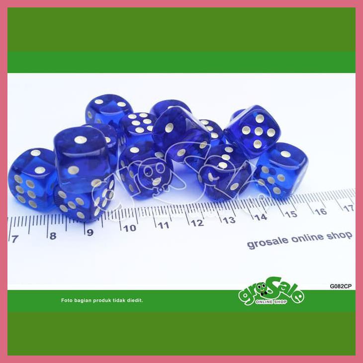 DADU 14MM TRANSPARANT BLUE/DADU BENING BIRU TRANSPARAN