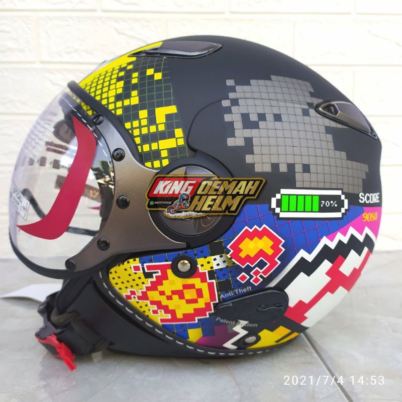 HELM KYT ELSICO MOTIF 7 BLACK MATT RED ORIGINAL HELM BOGO HELM RETRO KYT HELM VESPA HELM KLASIK KYT