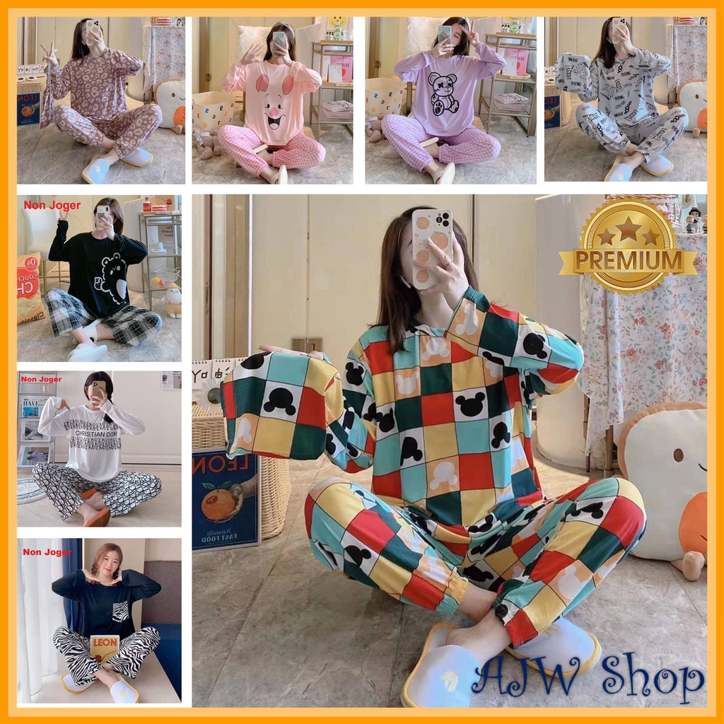 AJW Shop Setelan Wanita Import Joger | Setelan Baju Tidur Wanita | Piyama Wanita-1