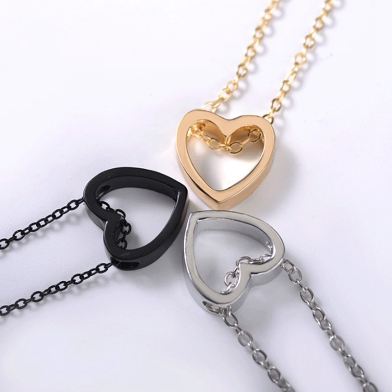 Kalung Choker Liontin Hati Hollow Gaya Retro Untuk Wanita