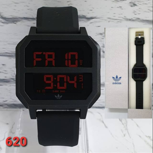 Jam Tangan Pria Adidas LED Tali Rubber
