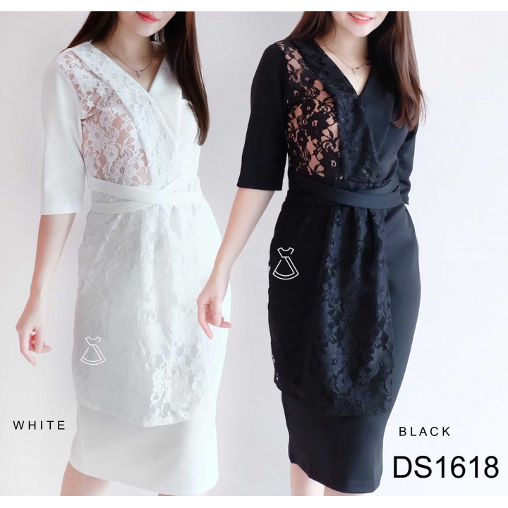 DS1618 - DRESS PESTA SCUBA LACE KIMONO PARTY DRESS