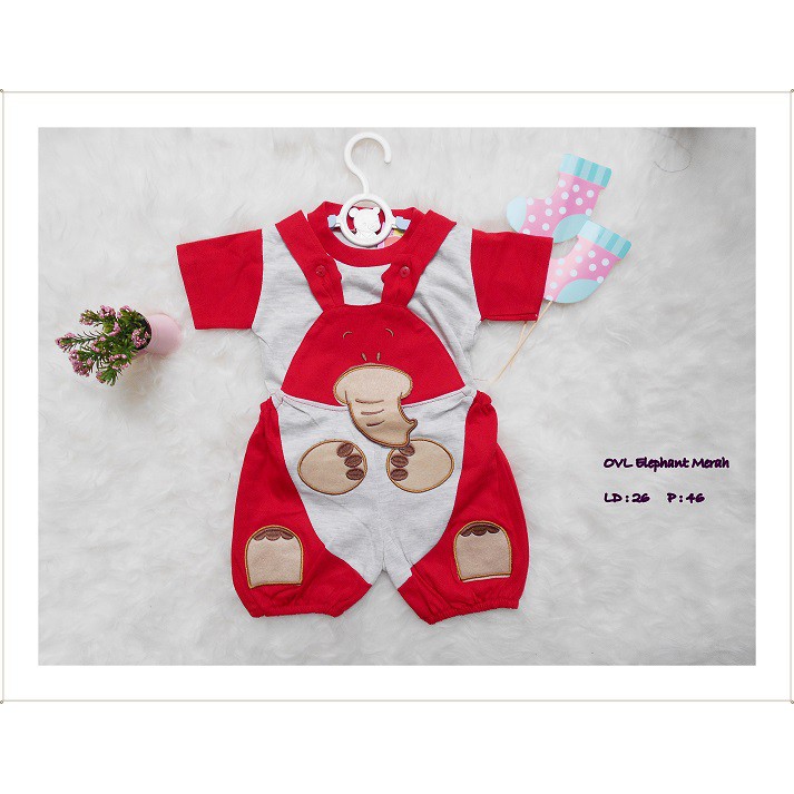 Baju Jumpsuit Apple Kids Anak-Anak Baju Jumper Fashion Baby Ovl Elephant