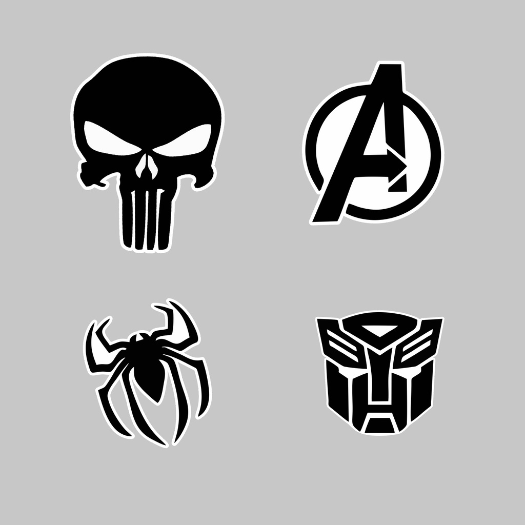 14pcs STIKER - MARVEL LOGO - STIKER AESTHETIC LAPTOP, AKSESORIS HP, ANTI AIR, MOTIF,HELM.