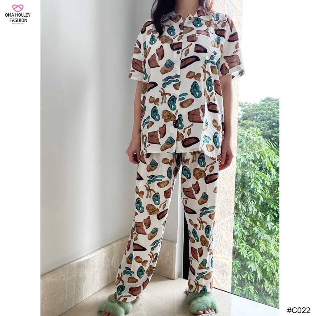 (COD) OH Fashion Anne One Set Piyama Rayyon Print #C022