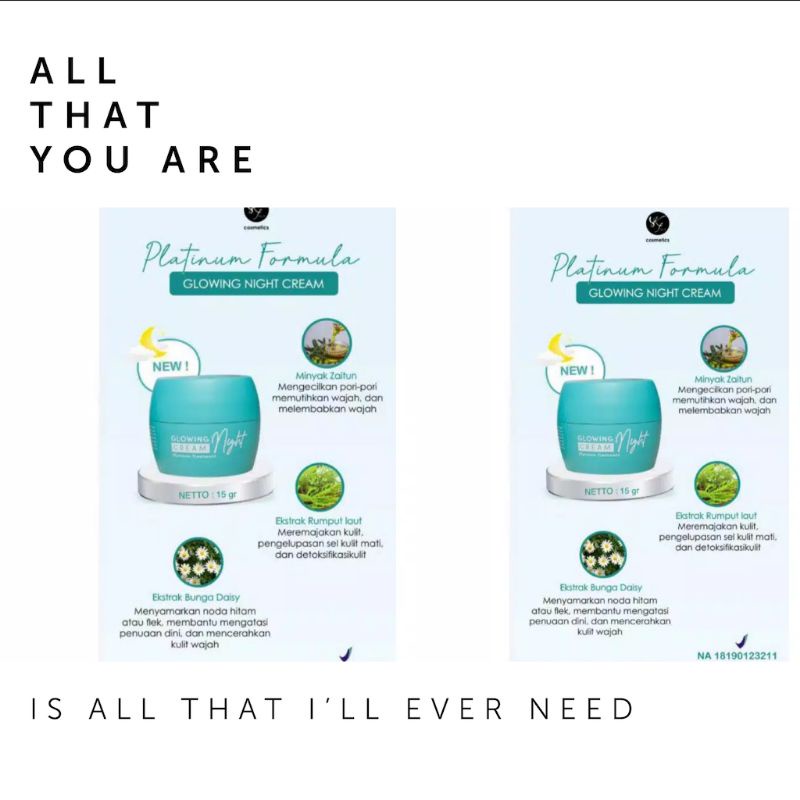 (GRATIS ONGKIR/COD) ECER NIGHT CREAM GLOWING KF SKIN BPOM / KRIM MALAM TOSCA BPOM