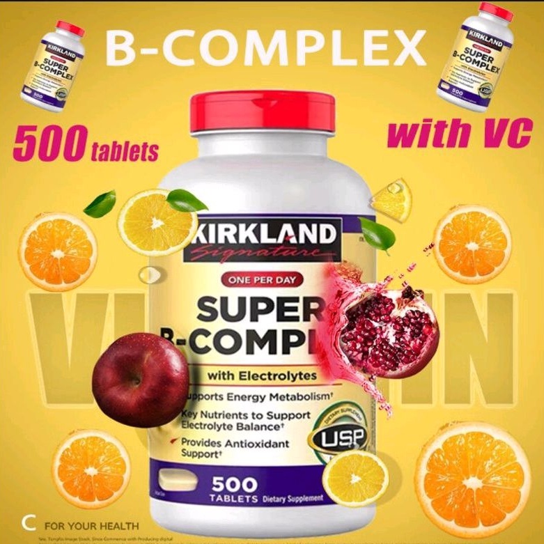 Kirkland Signature One Per Day Super B Complex dengan Elektrolit, 500 Tablet